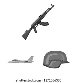 Vector illustration of weapon and gun logo. Set of weapon and army vector icon for stock.