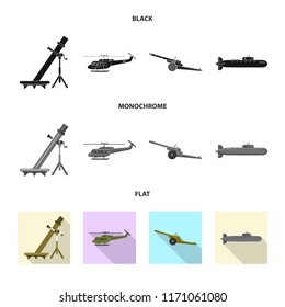 Vector illustration of weapon and gun logo. Collection of weapon and army stock symbol for web.