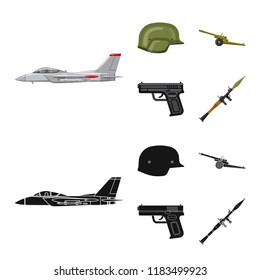 Vector illustration of weapon and gun logo. Set of weapon and army stock symbol for web.