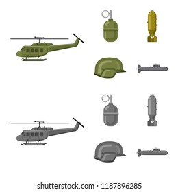 Vector illustration of weapon and gun logo. Collection of weapon and army vector icon for stock.