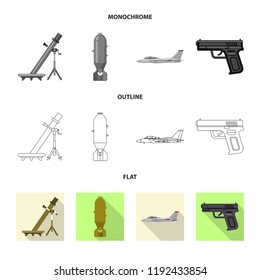 Vector illustration of weapon and gun logo. Set of weapon and army stock vector illustration.