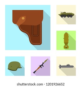 Vector illustration of weapon and gun logo. Set of weapon and army stock symbol for web.