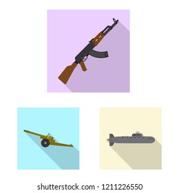 Vector illustration of weapon and gun logo. Set of weapon and army stock vector illustration.