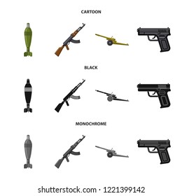 Vector illustration of weapon and gun logo. Collection of weapon and army vector icon for stock.