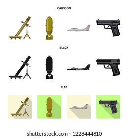Vector illustration of weapon and gun logo. Set of weapon and army stock vector illustration.