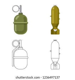 Vector illustration of weapon and gun logo. Set of weapon and army stock vector illustration.