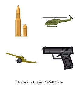 Vector illustration of weapon and gun logo. Collection of weapon and army stock symbol for web.