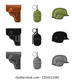 Vector illustration of weapon and gun logo. Set of weapon and army stock vector illustration.