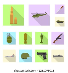 Vector illustration of weapon and gun logo. Set of weapon and army vector icon for stock.
