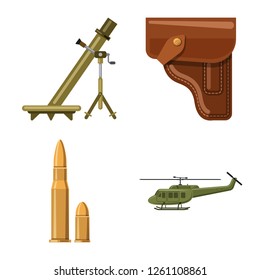 Vector illustration of weapon and gun logo. Set of weapon and army vector icon for stock.