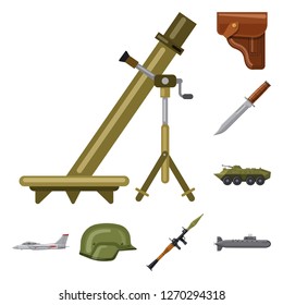 Vector illustration of weapon and gun logo. Set of weapon and army stock vector illustration.