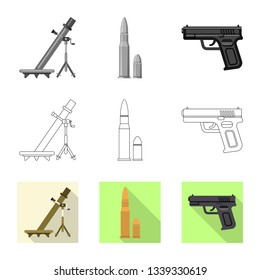 Vector illustration of weapon and gun logo. Collection of weapon and army stock vector illustration.