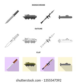 Vector illustration of weapon and gun logo. Set of weapon and army stock vector illustration.