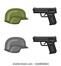 Vector illustration of weapon and gun logo. Set of weapon and army vector icon for stock.