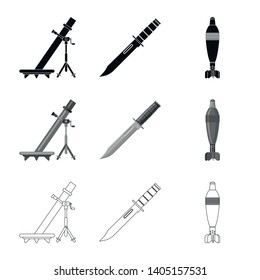 Vector illustration of weapon and gun logo. Collection of weapon and army stock vector illustration.