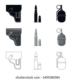 Vector illustration of weapon and gun logo. Set of weapon and army stock vector illustration.