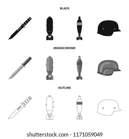 Vector illustration of weapon and gun sign. Collection of weapon and army vector icon for stock.