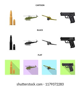 Vector illustration of weapon and gun sign. Collection of weapon and army stock symbol for web.