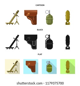 Vector illustration of weapon and gun sign. Collection of weapon and army stock symbol for web.