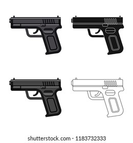 Vector illustration of weapon and gun sign. Collection of weapon and army vector icon for stock.