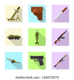 Vector illustration of weapon and gun sign. Collection of weapon and army stock symbol for web.