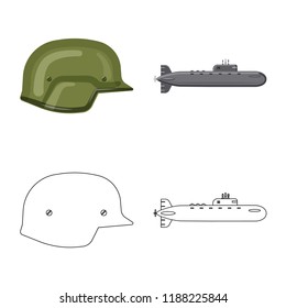 Vector illustration of weapon and gun sign. Set of weapon and army stock symbol for web.