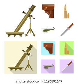 Vector illustration of weapon and gun sign. Collection of weapon and army stock symbol for web.