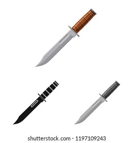 Vector illustration of weapon and gun sign. Set of weapon and army stock vector illustration.