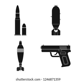 Vector illustration of weapon and gun sign. Collection of weapon and army stock symbol for web.