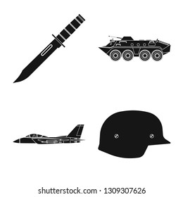 Vector illustration of weapon and gun sign. Collection of weapon and army vector icon for stock.