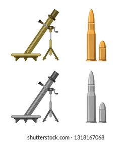 Vector illustration of weapon and gun sign. Collection of weapon and army vector icon for stock.