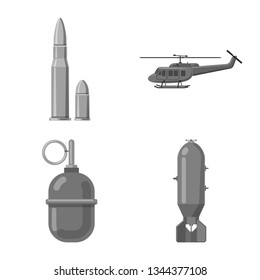 Vector illustration of weapon and gun sign. Set of weapon and army stock symbol for web.