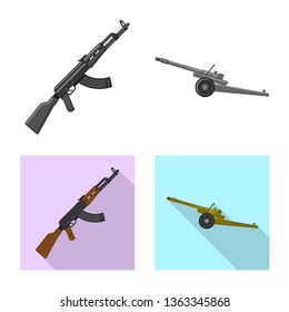 Vector illustration of weapon and gun sign. Set of weapon and army stock symbol for web.
