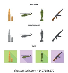 Vector illustration of weapon and gun sign. Set of weapon and army stock symbol for web.