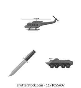 Vector illustration of weapon and gun symbol. Set of weapon and army stock vector illustration.