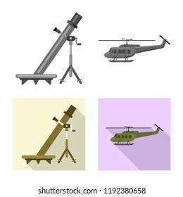Vector illustration of weapon and gun symbol. Collection of weapon and army stock symbol for web.