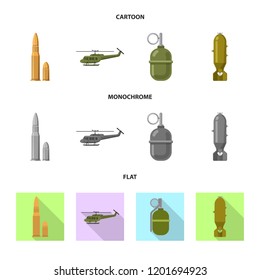 Vector illustration of weapon and gun symbol. Collection of weapon and army stock vector illustration.