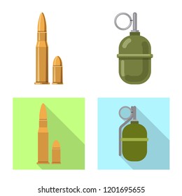Vector illustration of weapon and gun symbol. Collection of weapon and army stock vector illustration.
