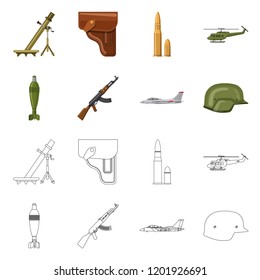 Vector illustration of weapon and gun symbol. Collection of weapon and army stock symbol for web.