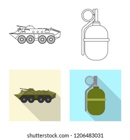 Vector illustration of weapon and gun symbol. Collection of weapon and army stock vector illustration.