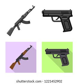 Vector illustration of weapon and gun symbol. Collection of weapon and army stock vector illustration.