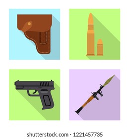 Vector illustration of weapon and gun symbol. Collection of weapon and army vector icon for stock.