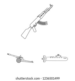 Vector illustration of weapon and gun symbol. Set of weapon and army stock vector illustration.