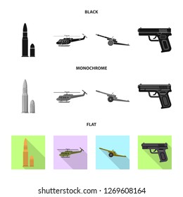 Vector illustration of weapon and gun symbol. Set of weapon and army stock symbol for web.