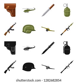 Vector illustration of weapon and gun symbol. Collection of weapon and army stock symbol for web.