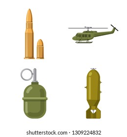 Vector illustration of weapon and gun symbol. Set of weapon and army vector icon for stock.