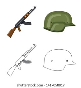 Vector illustration of weapon and gun symbol. Collection of weapon and army stock symbol for web.