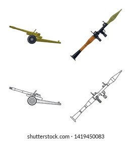 Vector illustration of weapon and gun symbol. Set of weapon and army vector icon for stock.