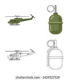 Vector illustration of weapon and gun symbol. Collection of weapon and army stock vector illustration.