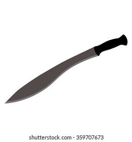 Vector illustration weapon machete knife with black handle.